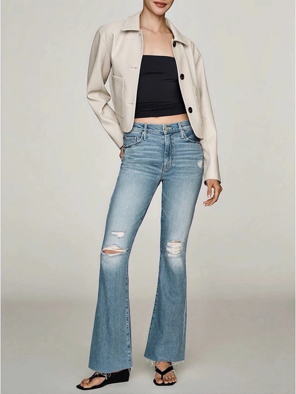 MOTHER The Weekender Fray Bootcut Jeans in Blue